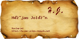 Héjas Jolán névjegykártya